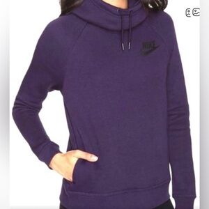 NIKE Women’s Purple Funnel Neck Pocketed Hoodie Sweatshirt